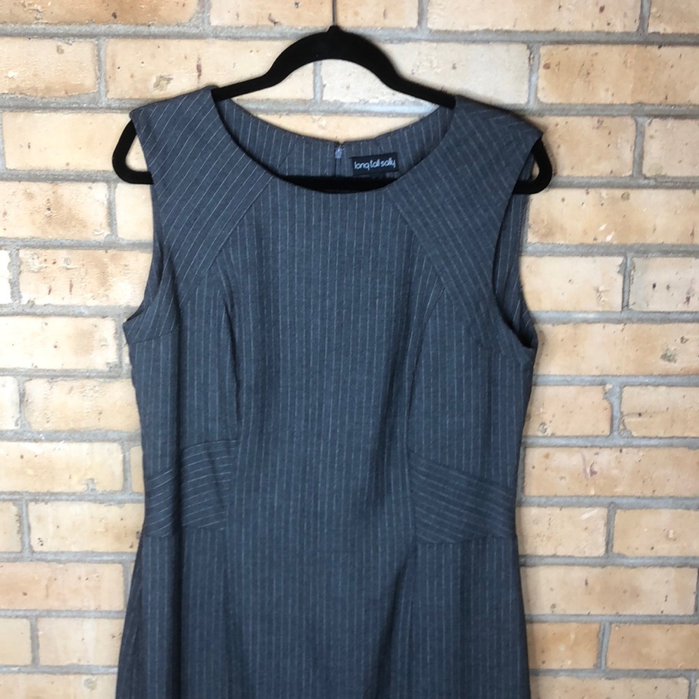 LTS Gray pinstripe dress Sz 10 Tall - Picture 3 of 8